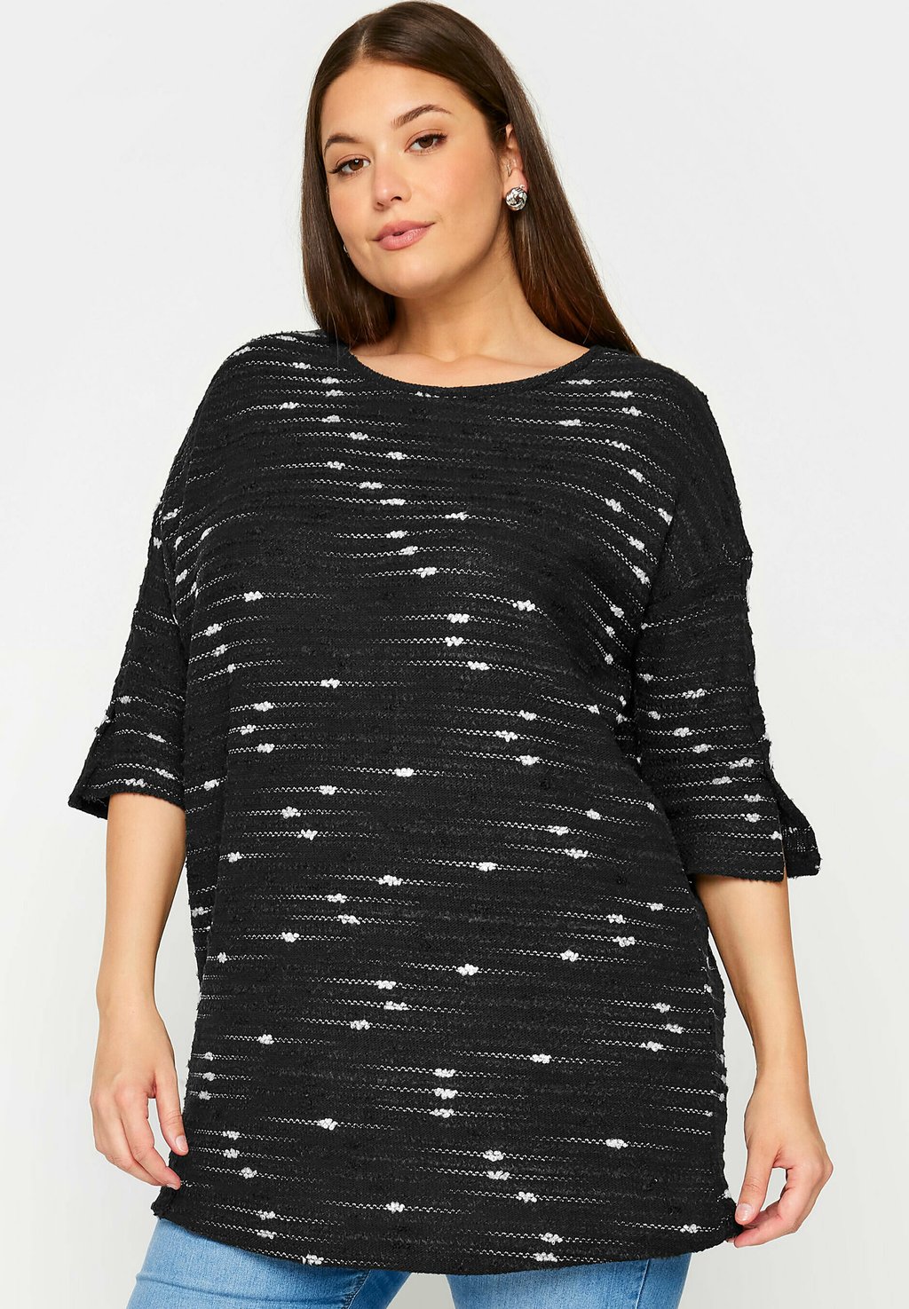 

Топ с длинными рукавами TEXTURED BUTTON SLEEVE Yours Clothing, черный