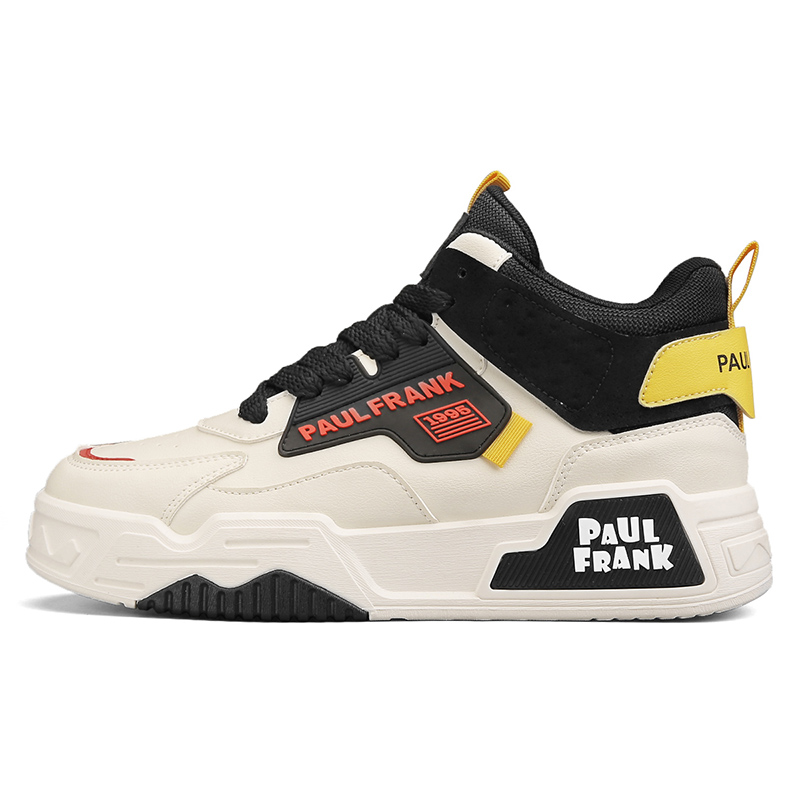 

Кроссовки Anti-Slip Wear-Resistant Mid-Top Skateboard Shoes Men's PAUL FRANK, белый/черный
