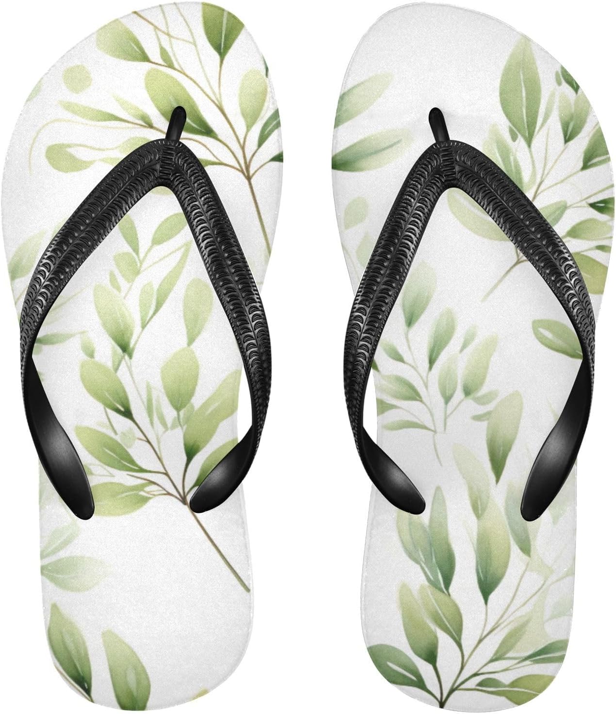 

Шлепанцы с зелеными листьями, пляжные летние повседневные сандалии для женщин и мужчин, тапочки для душа, размер XS Kfbe
