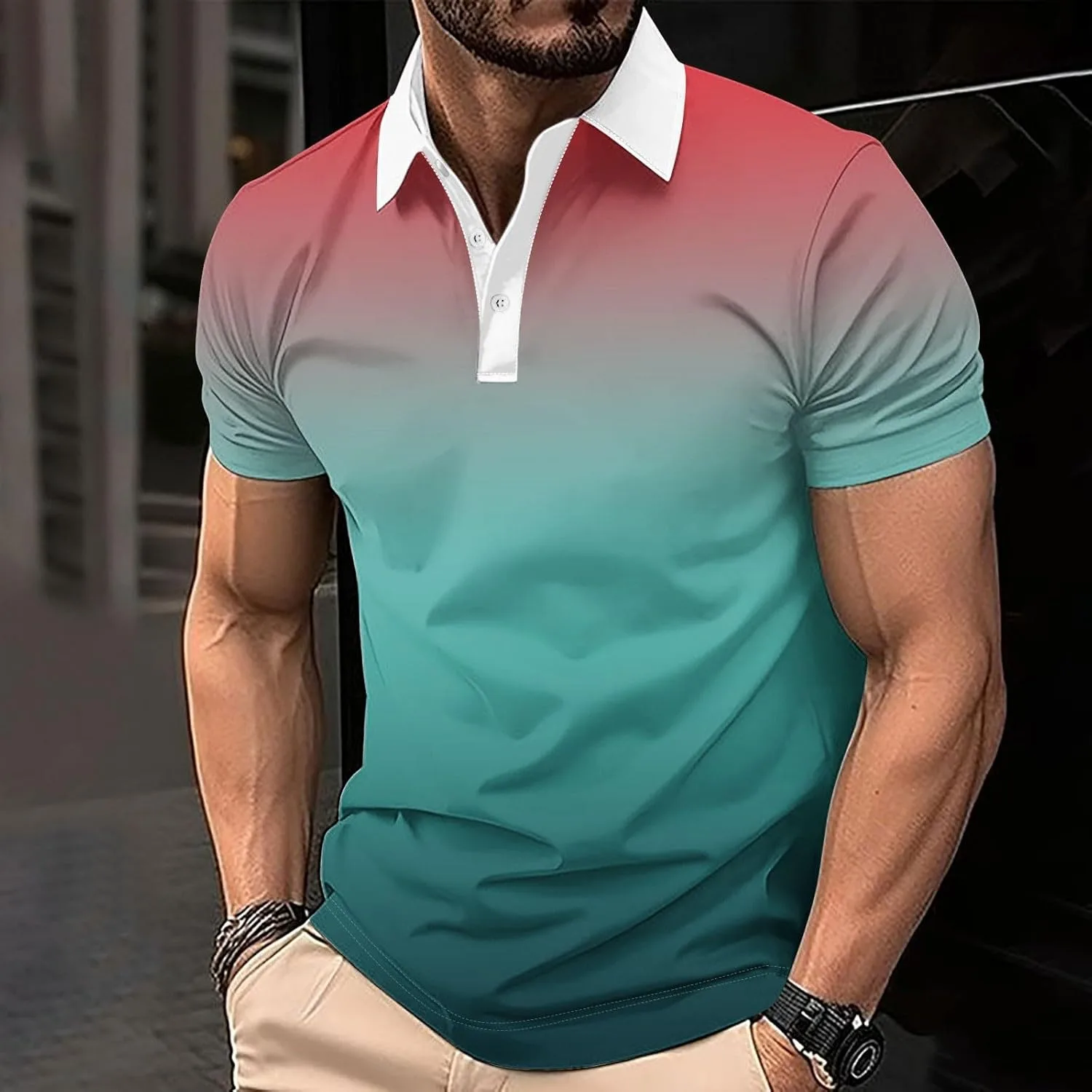 Мужская футболка с коротким рукавом Gradient Color для тренировок и тенниса — фото 2