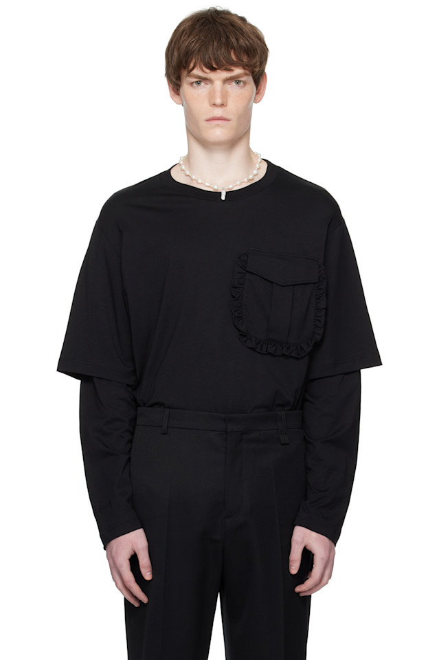 

Длинный рукав с карманом в рюшах и многослойным дизайном Simone Rocha, черный