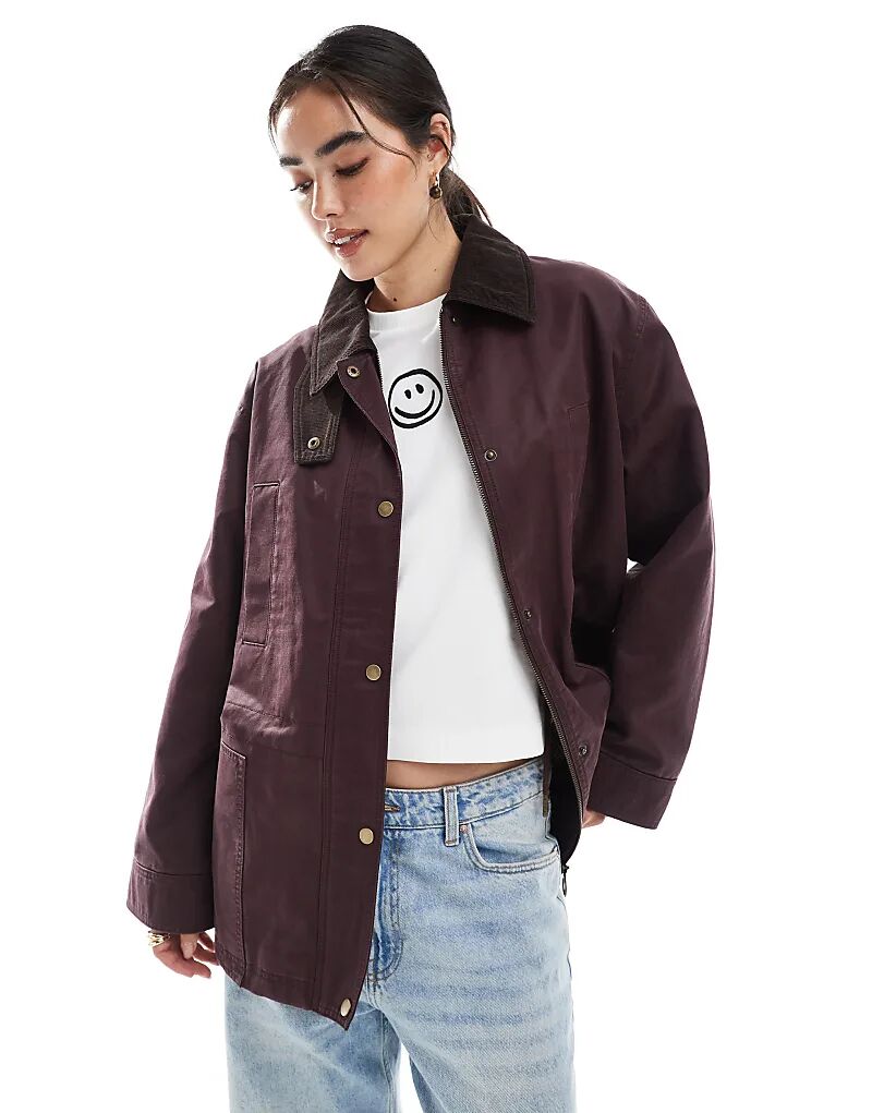 

Джинсы ASOS DESIGN Hero Barn с приталенной талией в сливовом цвете