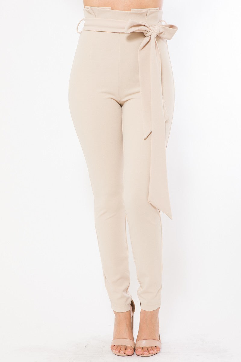 

FASHNZFAB Модные узкие брюки с высокой талией, бежевый
