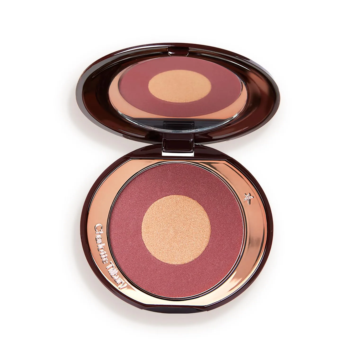 Charlotte Tilbury Cheek to Chic Powder Blush - двухцветная пудра для щек с сияющим финишем, наносится слоями для легкого сияния, Walk Of No Shame - berry rose