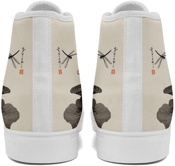Высокие кеды AWSOLE в китайском стиле из канвы, комфортные, с рисунком панд, бамбука и журавлей, восточные повседневные обувь для мужчин и женщин, белый/розовый/светло-розовый — фото 4