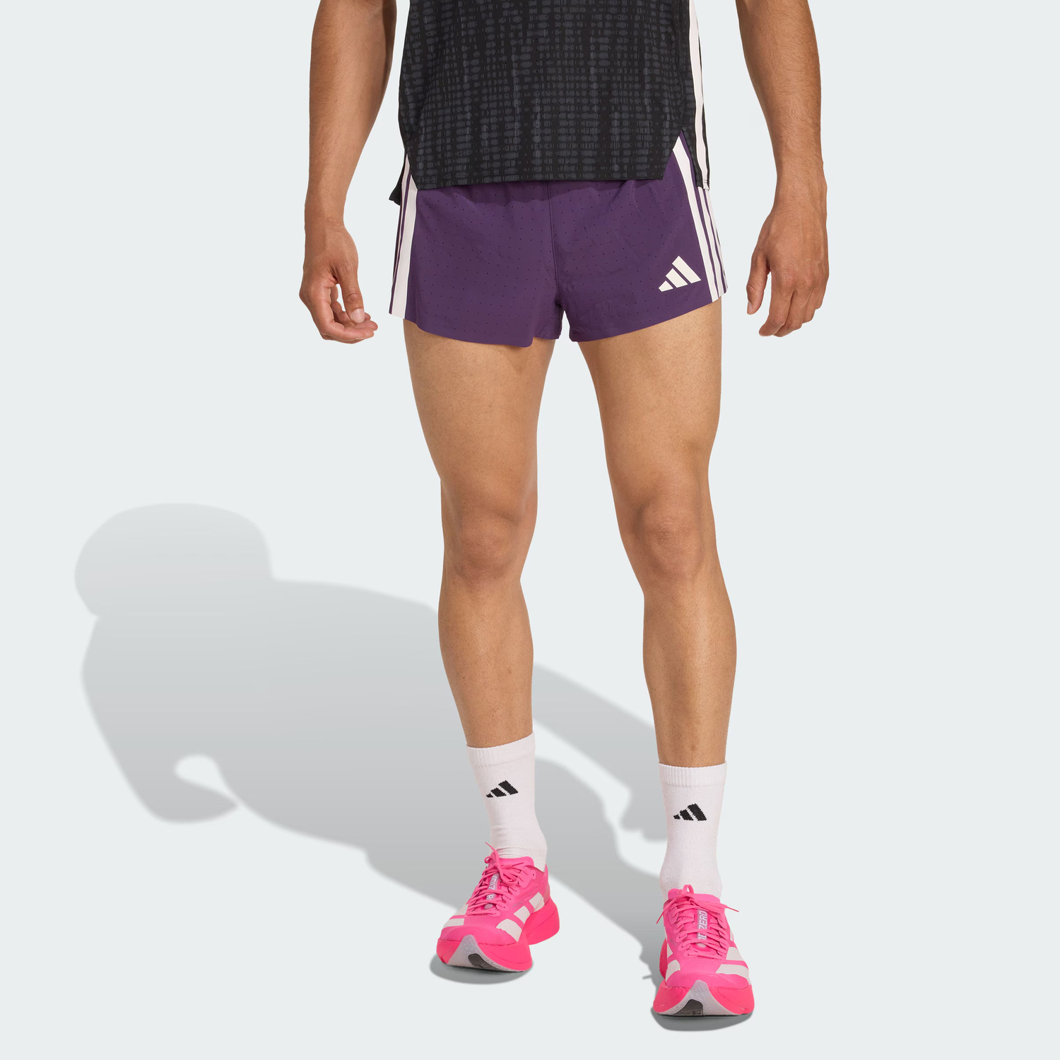 С AdiClub Adizero Беговые шорты с разрезом Adidas, фиолетовый — фото 2