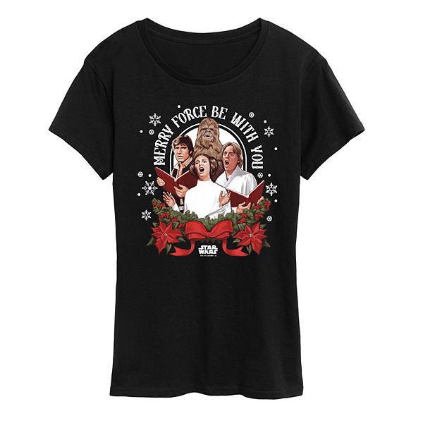 

Футболка с принтом Women's merry force be with you Star Wars, Black, Черный, Футболка с принтом Women's merry force be with you Star Wars, Black