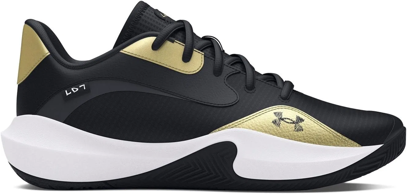 Баскетбольные кроссовки Under Armour Unisex UA Lockdown 7 Low, черные с золотистым металлическим блеском, размер 44 EU