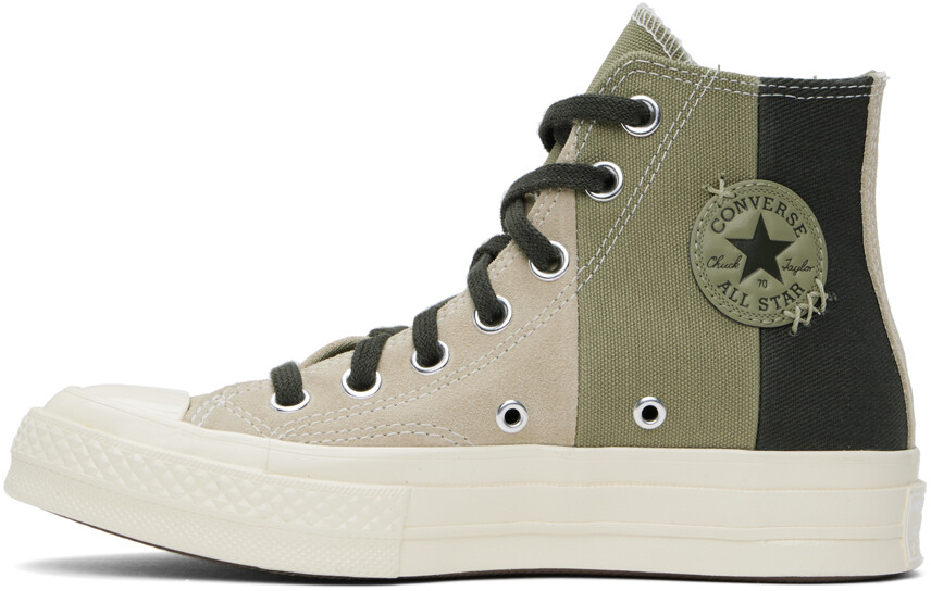 Замшевые кроссовки Chuck 70 в стиле пэчворк Taupe & Green Converse — фото 3