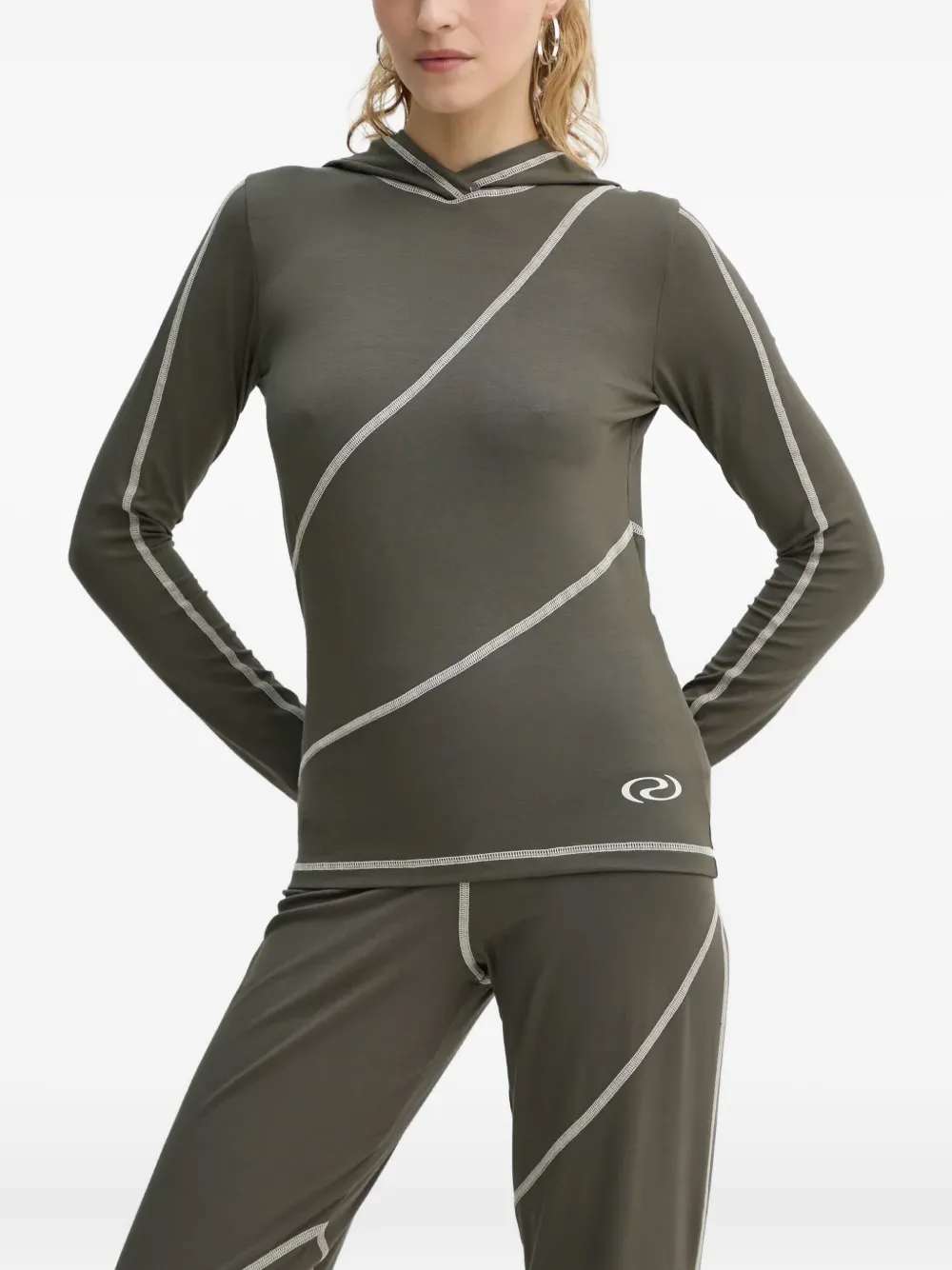 

Хлопковая футболка с капюшоном и контрастной отстрочкой Résumé, зеленый