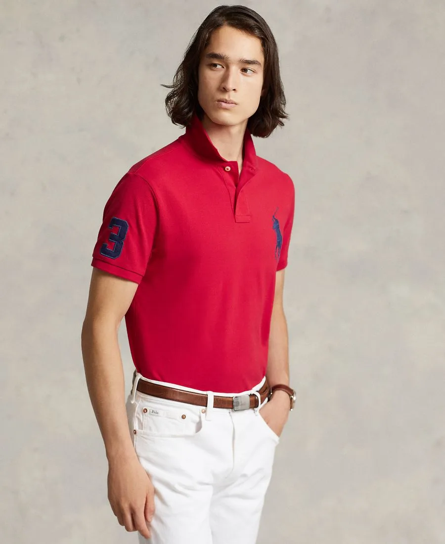 Мужская поло-рубашка Big Pony Custom Slim Fit из сетчатой ткани, стандартного и большого размера Polo Ralph Lauren, красный