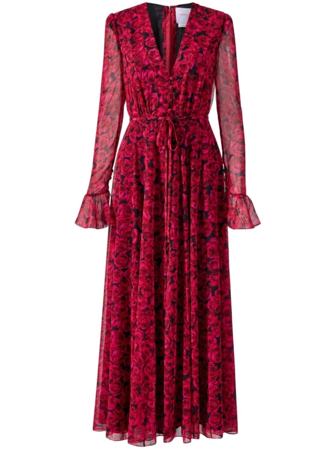 

Платье миди из жоржета Carolina Herrera, красный