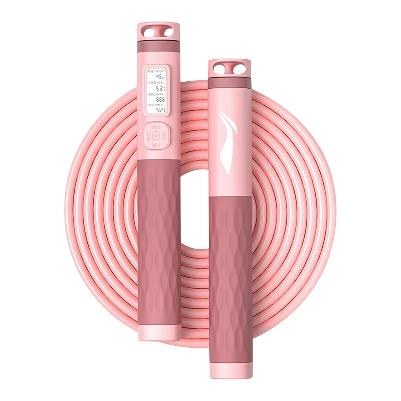 

LINING Электронная скакалка для фитнеса с подсчетом для взрослых, стальной трос, ПВХ ручки, 2,8 м, розовый