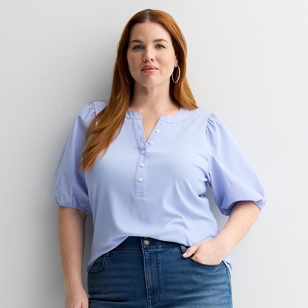 

Топ Plus size с рукавом-фонариком и комбинированной фактурой Nine West, Paden Peri