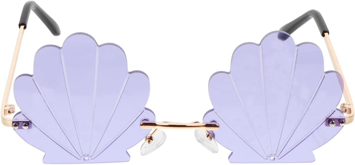 

Солнцезащитные очки STOBOK в форме ракушки, без оправы, модные женские очки для пляжной вечеринки и фотосессий, размер 5,7 x 5,1 дюйма, для использования на открытом воздухе, Purple