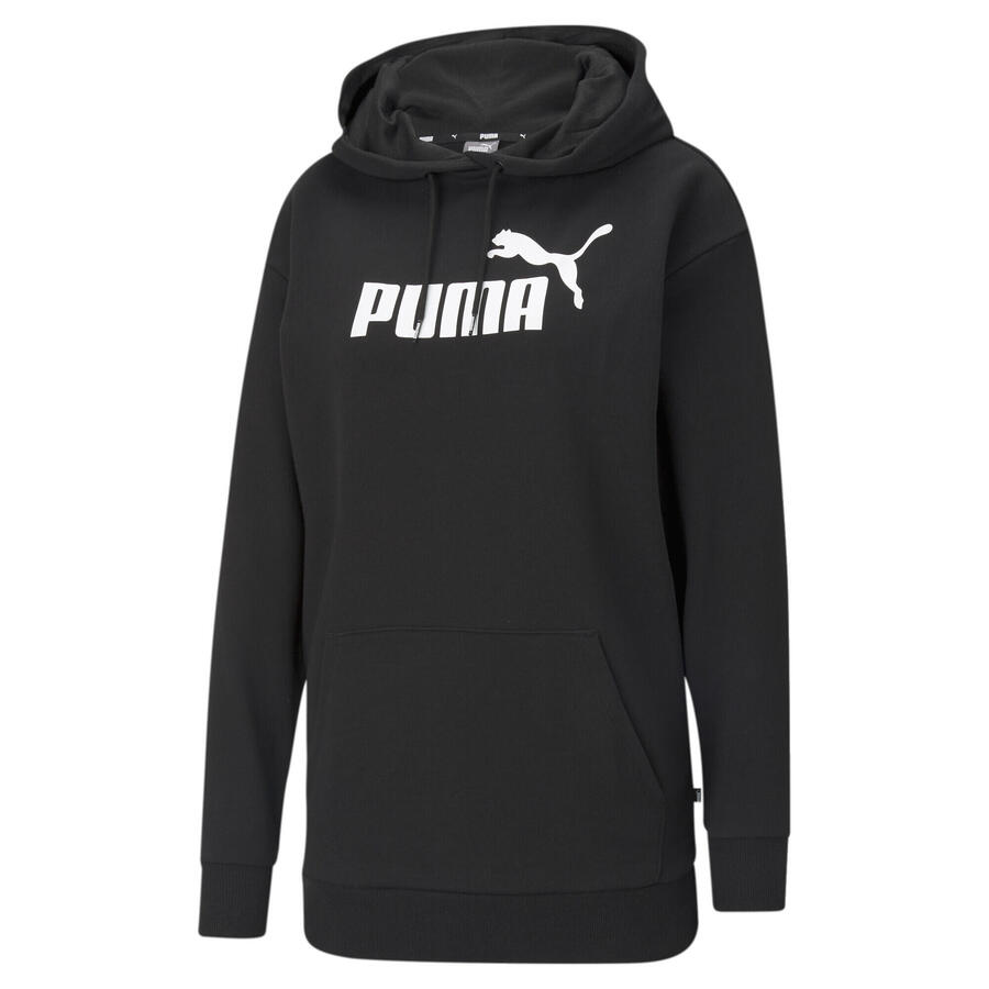 

Женская удлиненная толстовка с капюшоном Essentials Logo PUMA, черная