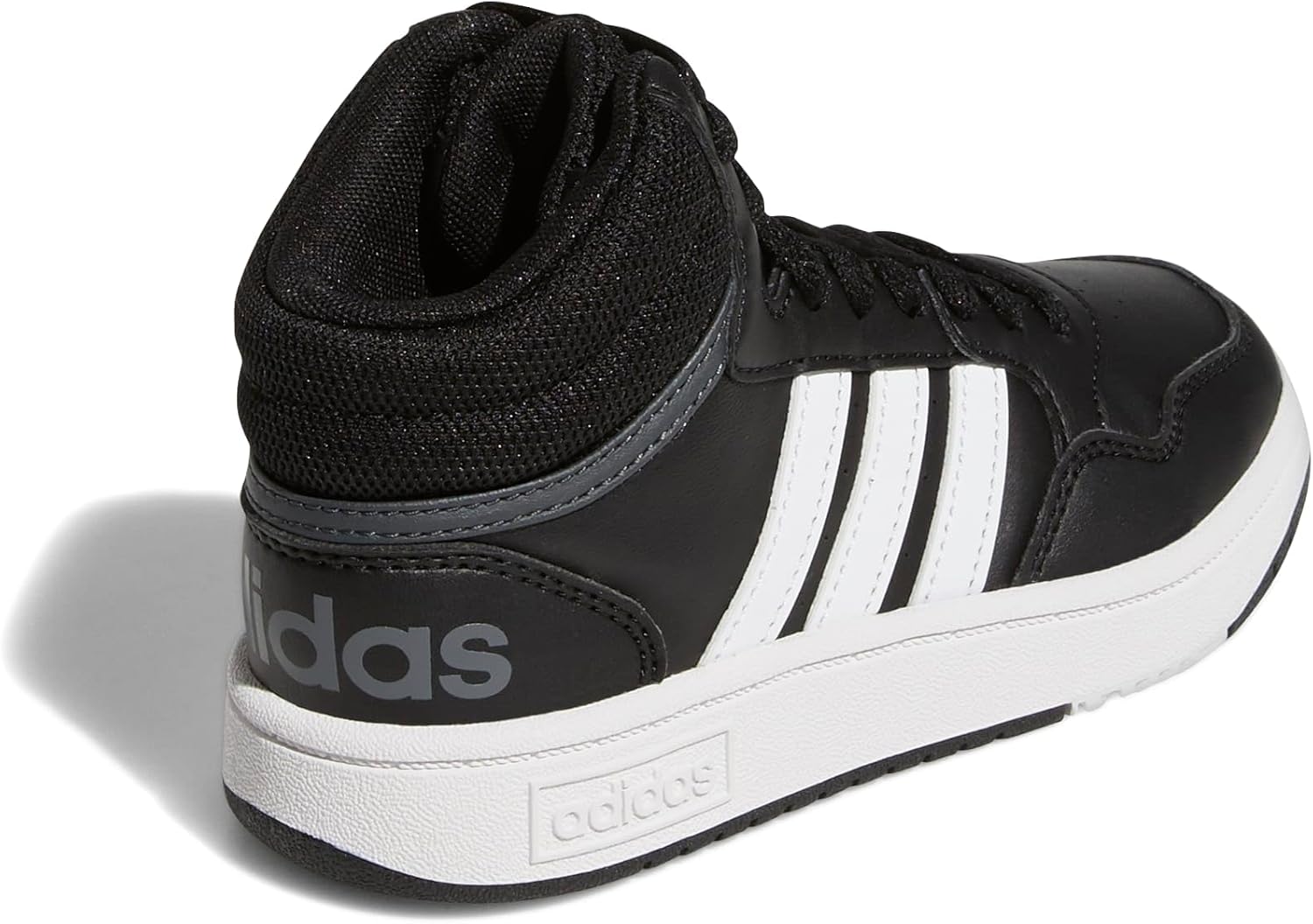 Баскетбольные кроссовки Adidas Kids' Hoopds среднего верха, черный/белый/серый — фото 3