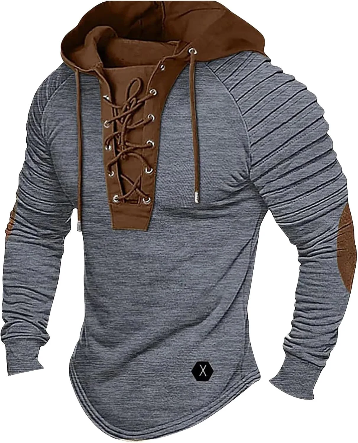 

Толстовка с капюшоном для мужчин Casual Vintage с кружевной шнуровкой и длинными рукавами