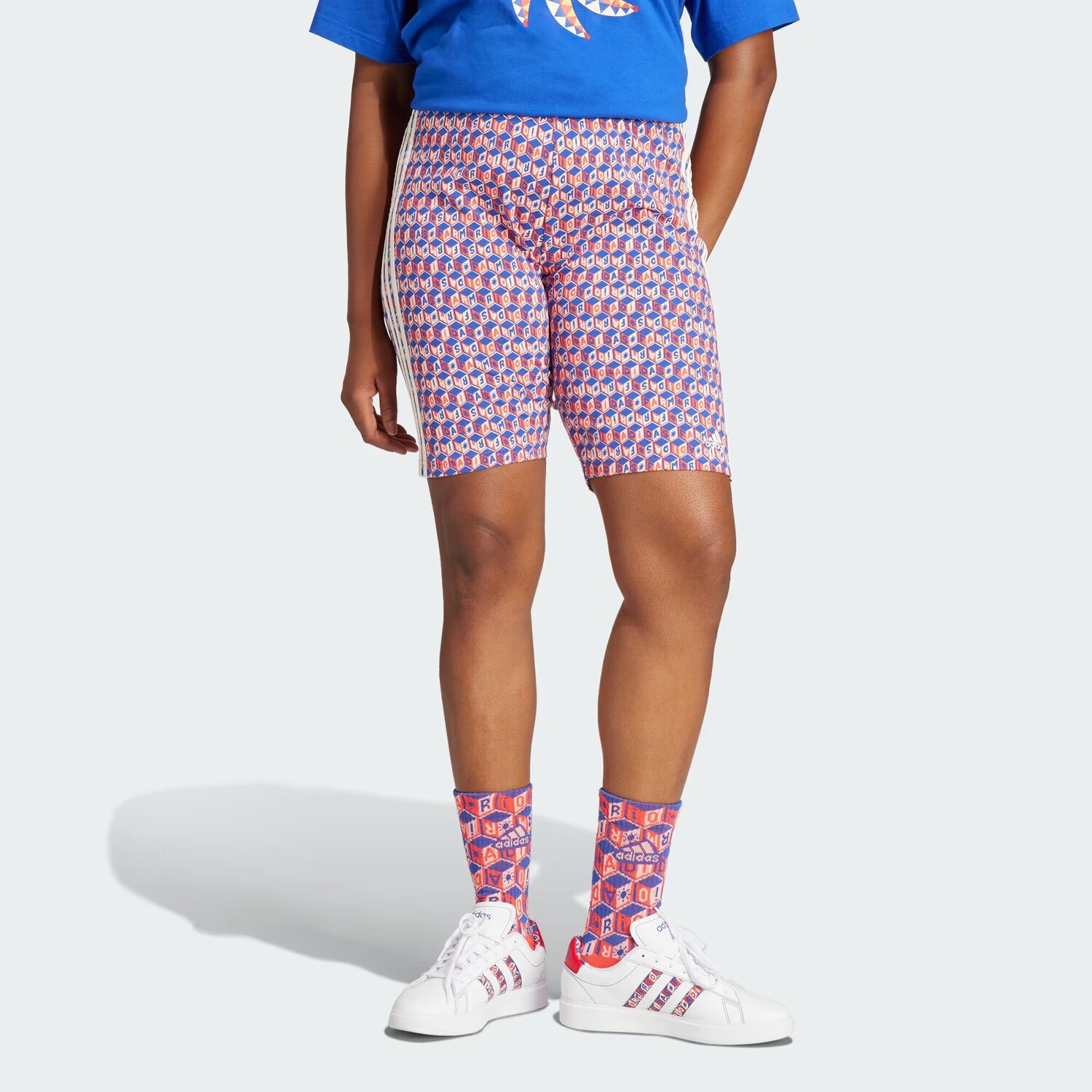 

Велосипедные шорты x FARM Rio (большие размеры) Adidas, цвет Bold Blue/Bright Red