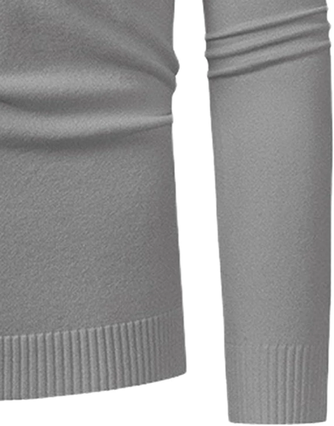 Мужской пуловер с воротником стойкой и молнией на 3/4, Slim Fit, серый — фото 4