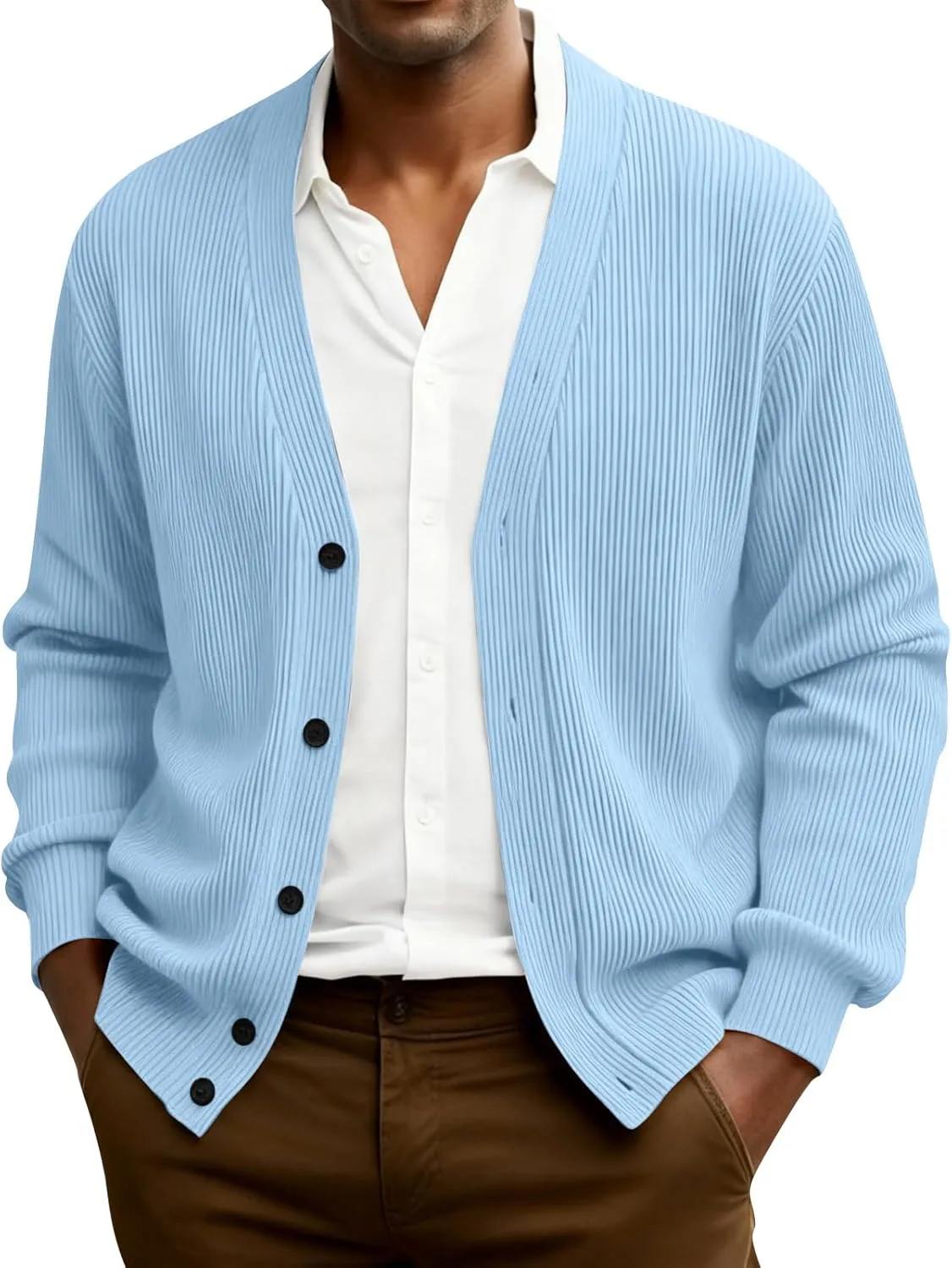 

Мужской кардиган Casual Button Up Plus Size, уютный зимний вязаный свитер