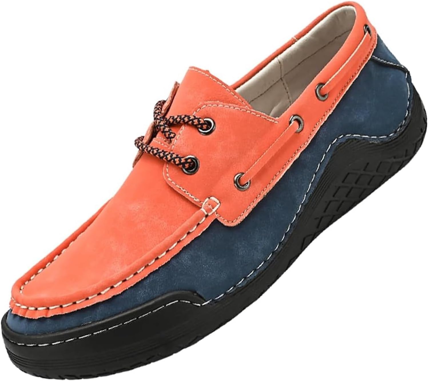 

Мужские кожаные лоферы и слипоны с шнуровкой, ретро, с круглым носком, удобные кожаные туфли, модные нескользящие прогулочные туфли Generic, оранжевый