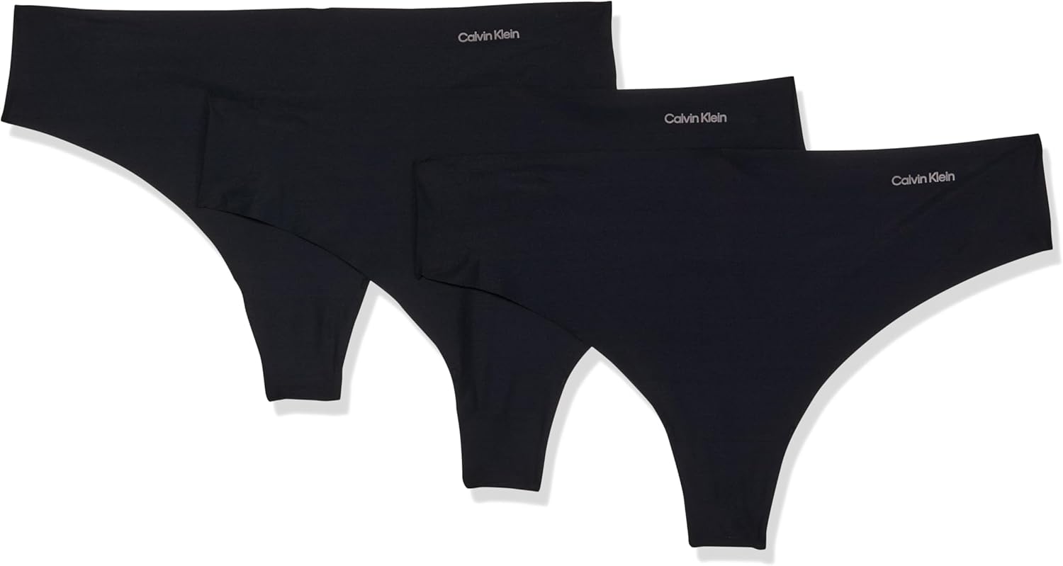 

Женские бесшовные трусики-стринги Calvin Klein Invisibles, 3 шт., Black/Black/Black