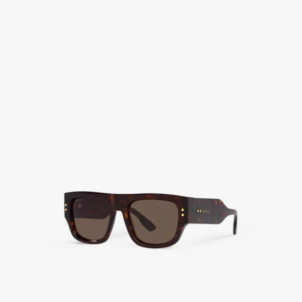 GC002018 GG1262S солнцезащитные очки из ацетата в прямоугольной оправе Gucci, коричневый — фото 2
