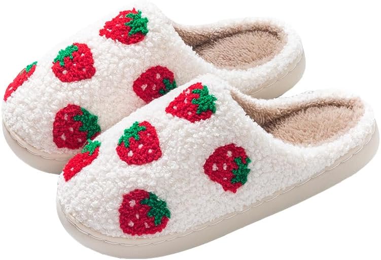 

Домашние тапочки для женщин и мужчин, мягкие, уютные, теплые плюшевые домашние обувь Onngaku, Strawberry