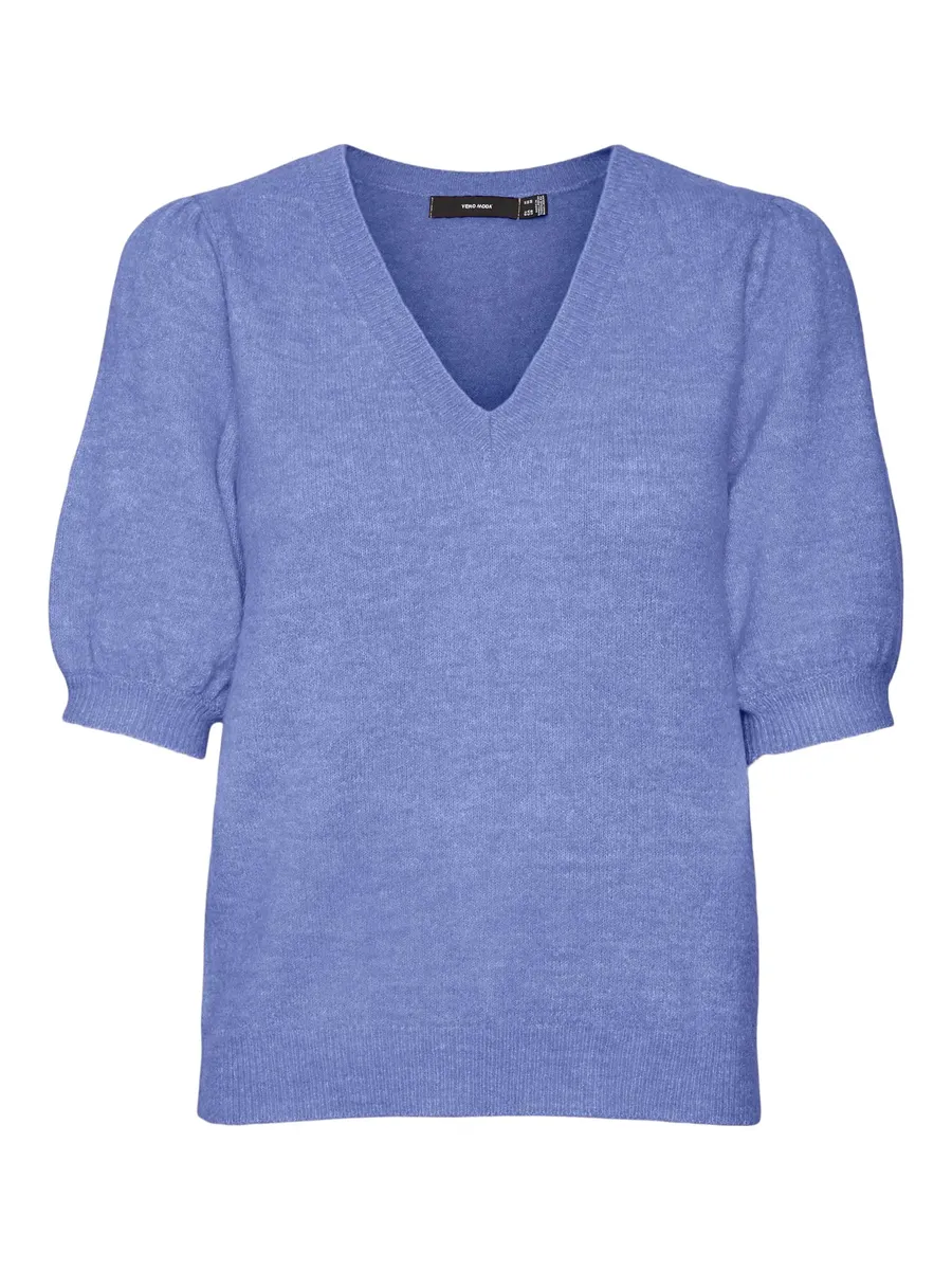 

Vero Moda вязаный свитер "VMELLYLEFILE SS V-NECK PUFF PULLOVER", цвет Jacaranda Detail:W Melange