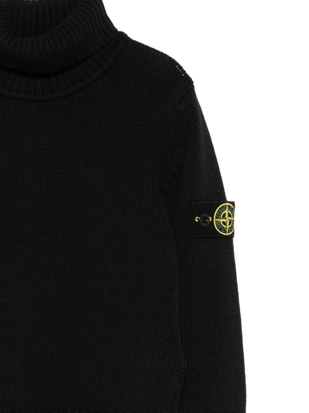 Свитер с высоким воротом и нашивкой-логотипом Stone Island Junior, черный — фото 3