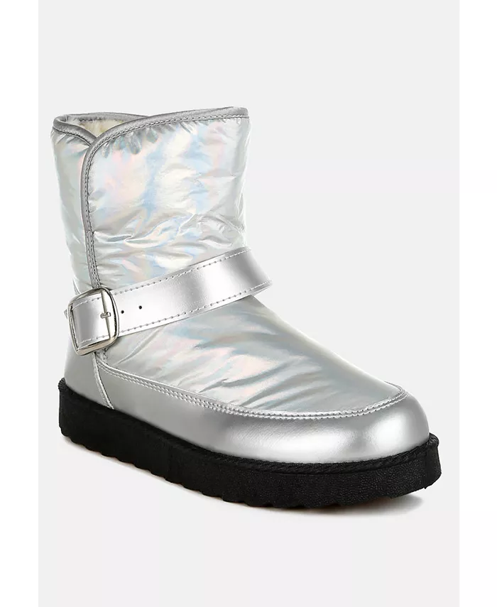Женские ботильоны Jammy Buckle Strap Puffy Ankle Boots London Rag, серебро — фото 2