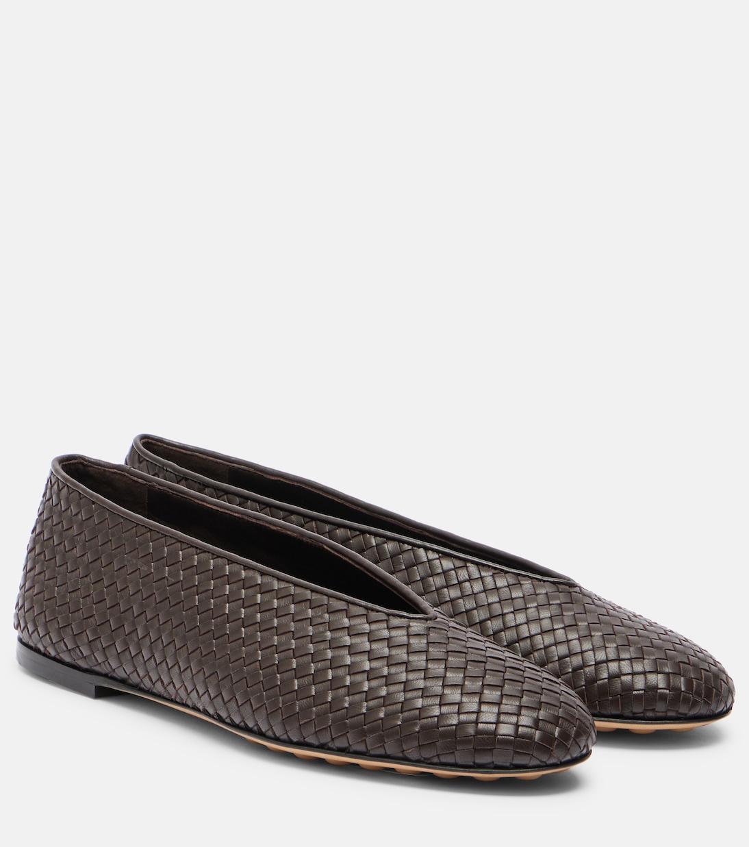Балетки из плетёной кожи Rosa Bottega Veneta, Fondant