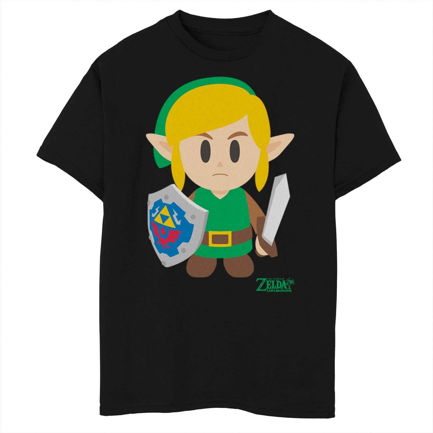 

Футболка с графическим рисунком Nintendo Legend Of Zelda Links Awakening Link для мальчиков 8–20 лет с аватаром и портретом из мультфильма Licensed Character, черный