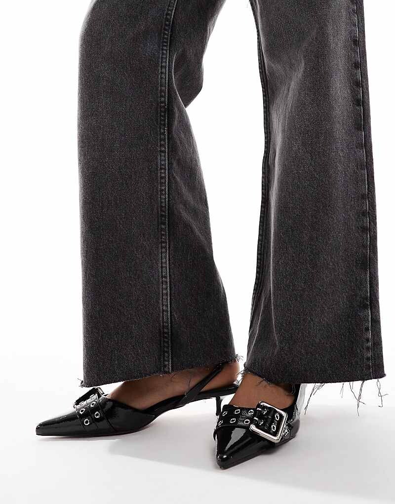 

Элегантные черные туфли ASOS DESIGN с каблуком, ремешком на пятке и пряжкой