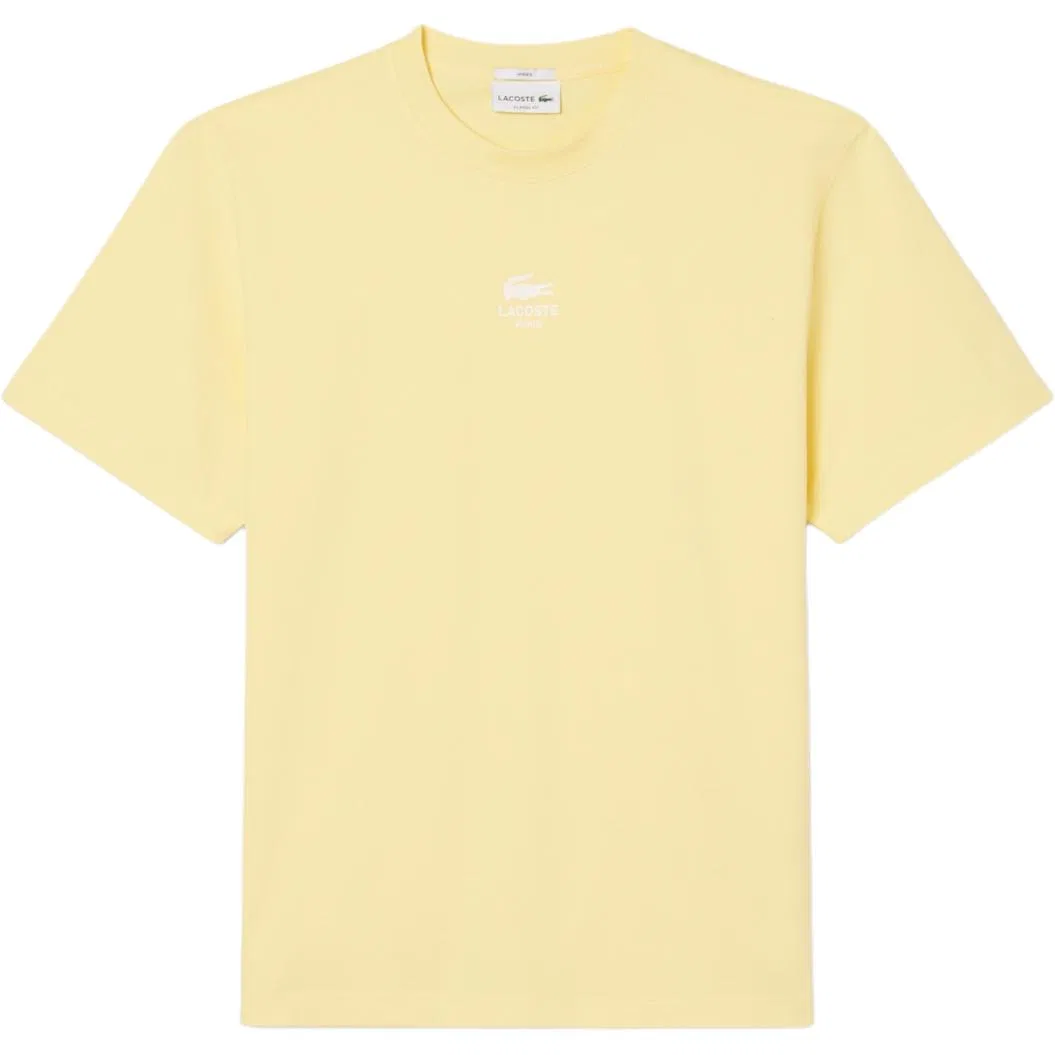 Футболка LACOSTE Signature Print, яркий желтый, с фирменным принтом