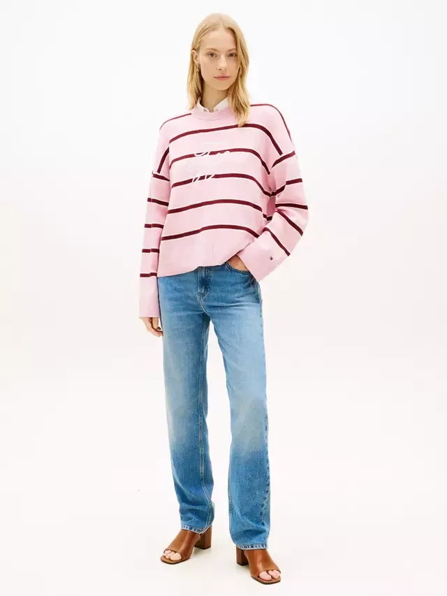 Джемпер с полосатым логотипом, светло-розовый/реф Tommy Hilfiger — фото 2