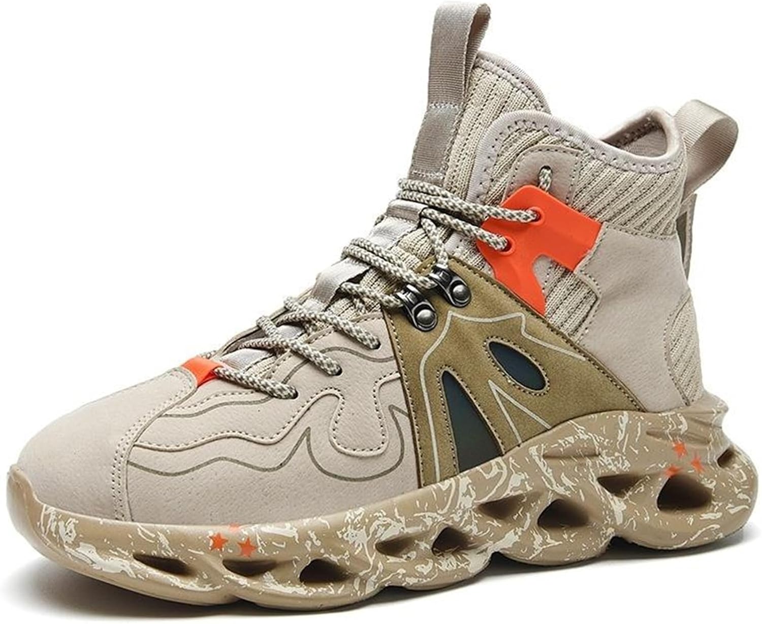 

Мужские высокие кроссовки на шнуровке, легкие беговые кроссовки, теннисные спортивные кроссовки, повседневная обувь для ходьбы Generic, бежевый