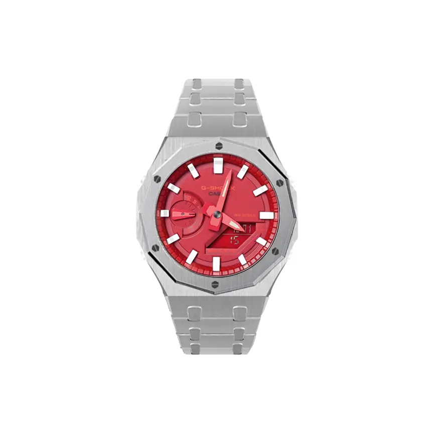 

CASIO Часы Men Liquid Crystal/Analog Dual Display Series Red Watch, Red Silver Wave White Scale Twelve Sides