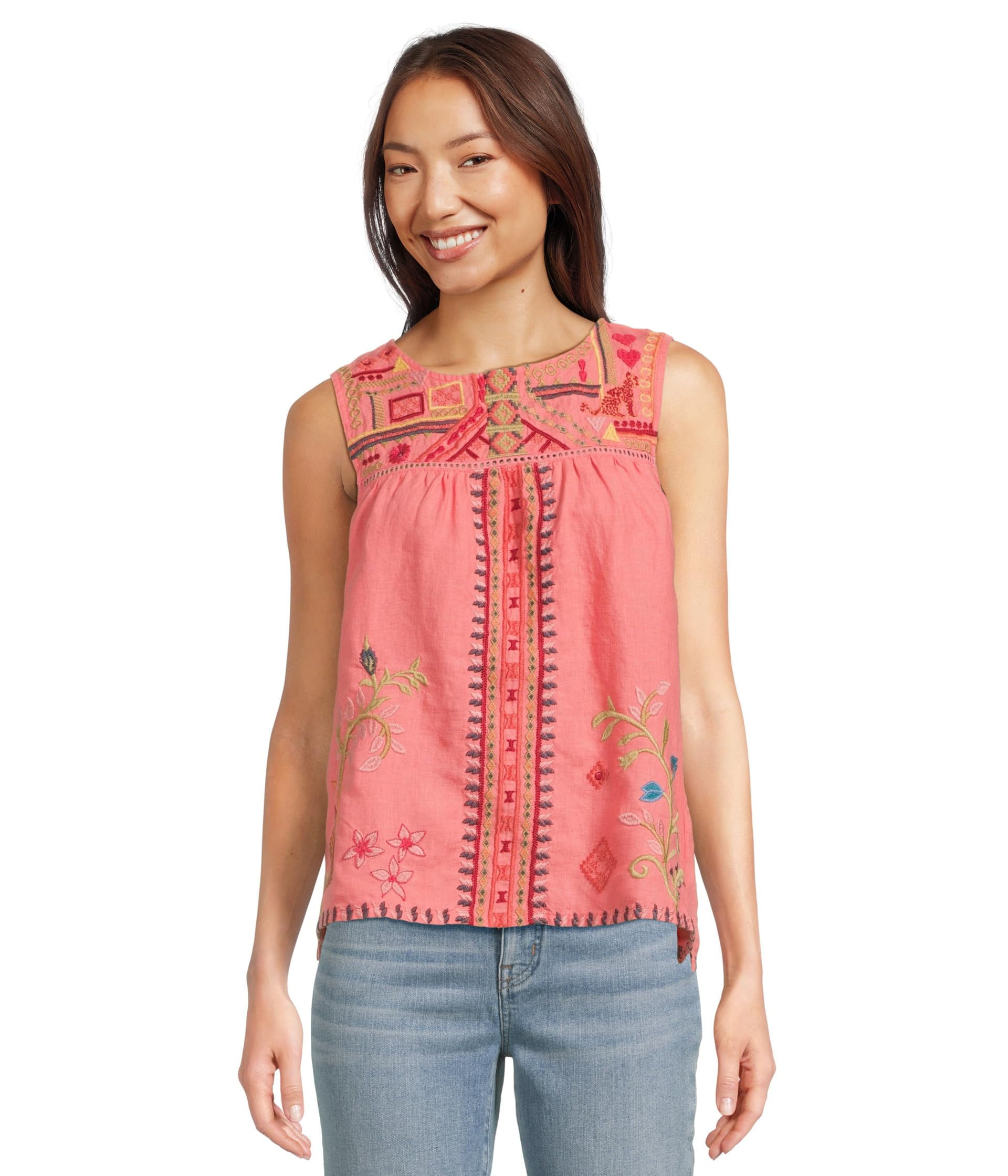 

Топ Johnny Was Relaxed Yoke Tank, Sugar Coral