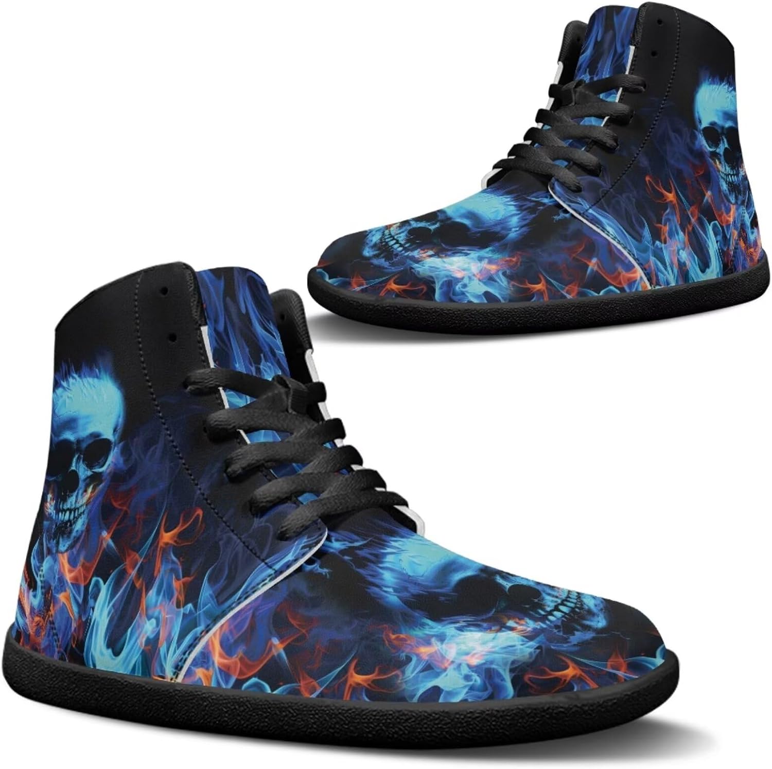 

Кроссовки Jeiento Skull High Top для мужчин с эффектом босоного бега, дышащие, синий