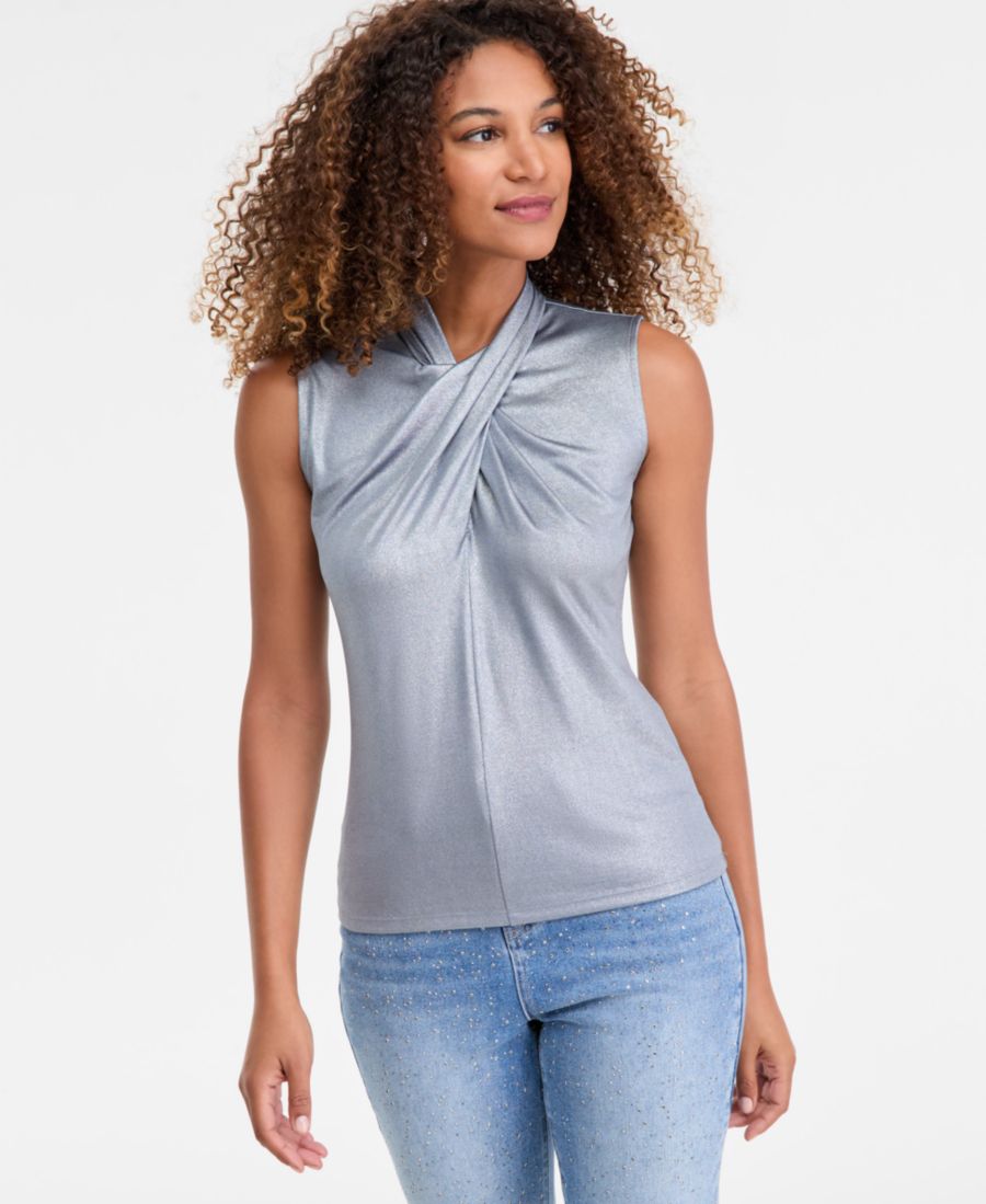 

Женская майка Shine с перекрестным вырезом INC International Concepts, Foil Silver