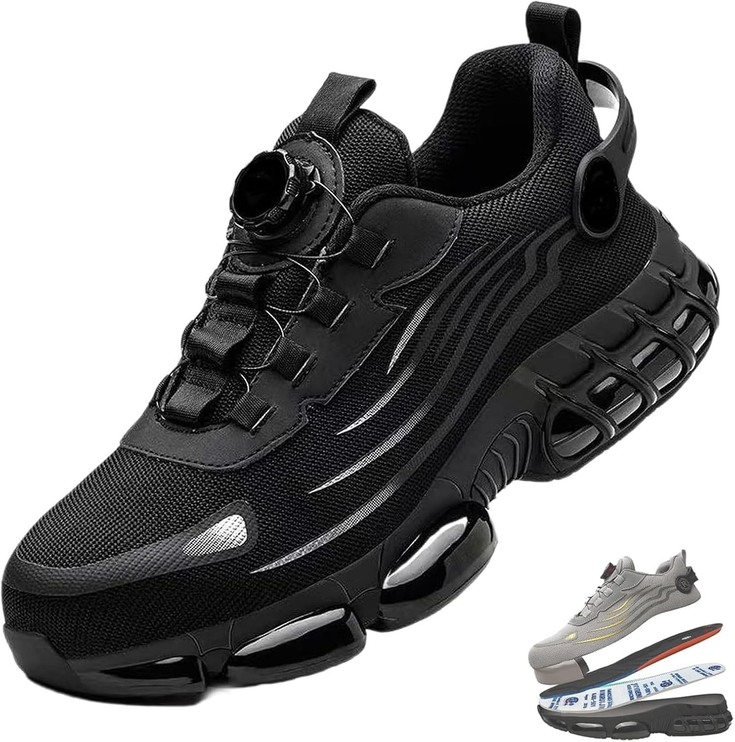 

Мужские защитные туфли Noozier с стальным носком, туфли Evontura с стальным носком, кроссовки Evontira Power, удобные проколо- и скользкозащитные слипоны Generic, черный