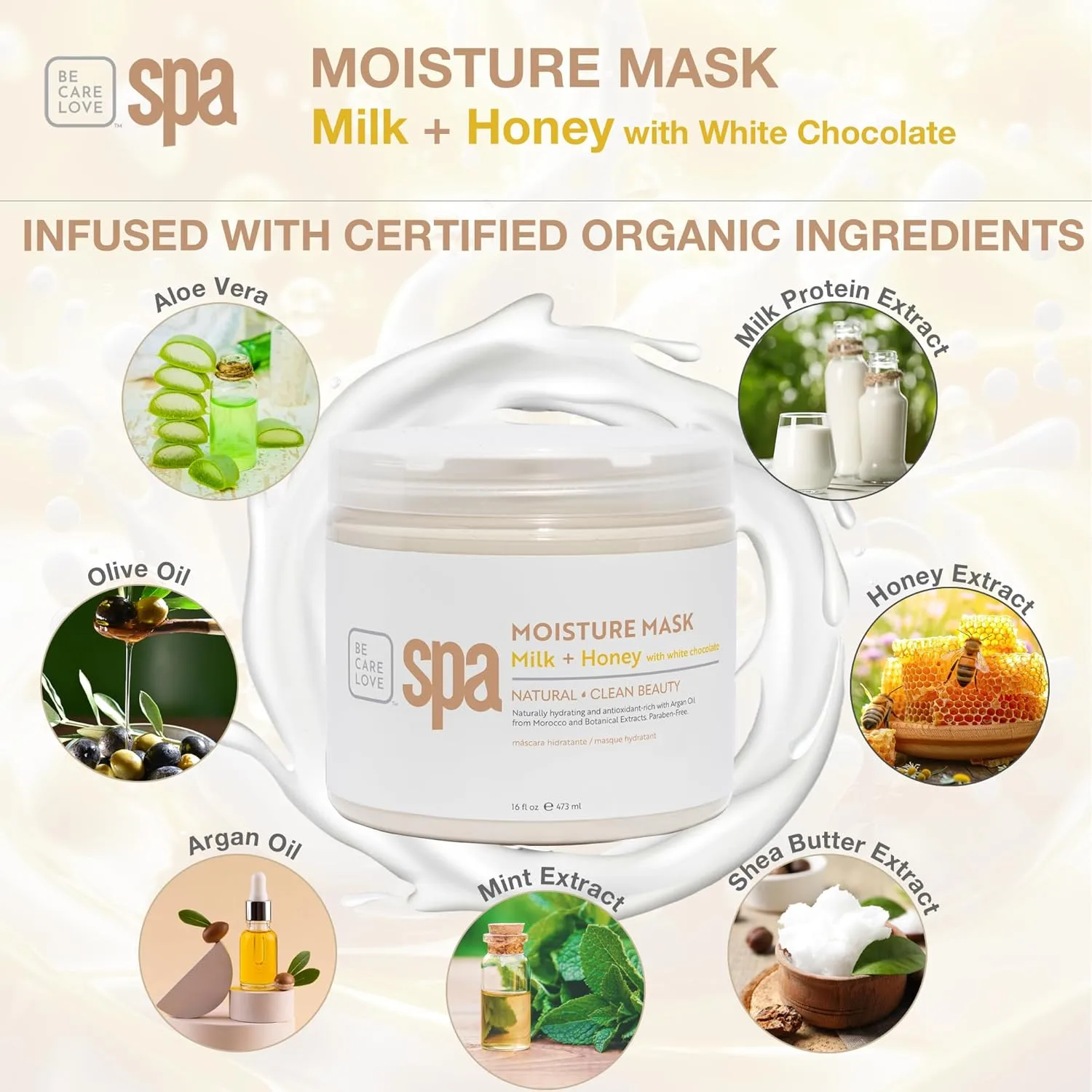 Маска для лица Bcl Spa — Органическая для рук, ног и тела с молоком и медом и белым шоколадом - спа-процедура для, 473 мл — фото 3