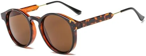 

Ретро круглые солнцезащитные очки для женщин и мужчин, прозрачные женские солнцезащитные очки для мужчин с защитой от УФ-излучения UV400 MTZJH, C6 Leopard Brown