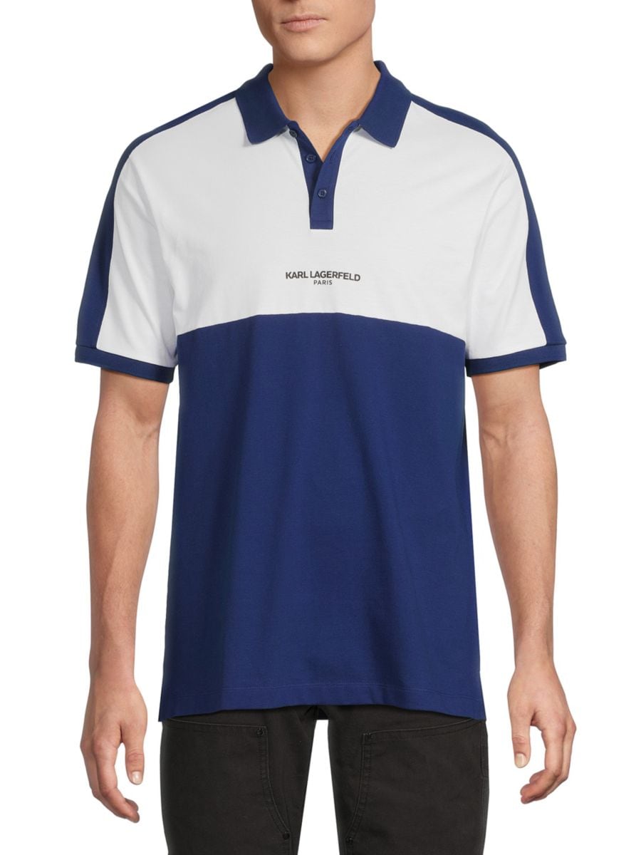 

Поло Colorblock Karl Lagerfeld Paris, цвет White Blue