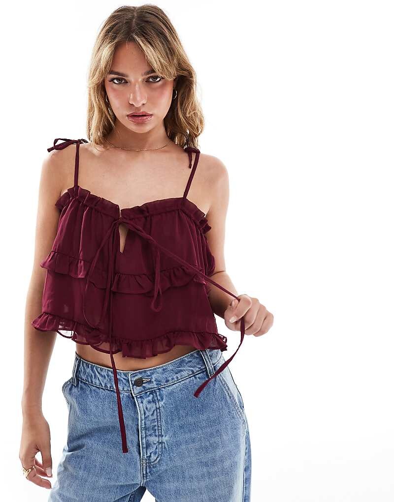 

Шифоновая майка с оборками ASOS DESIGN