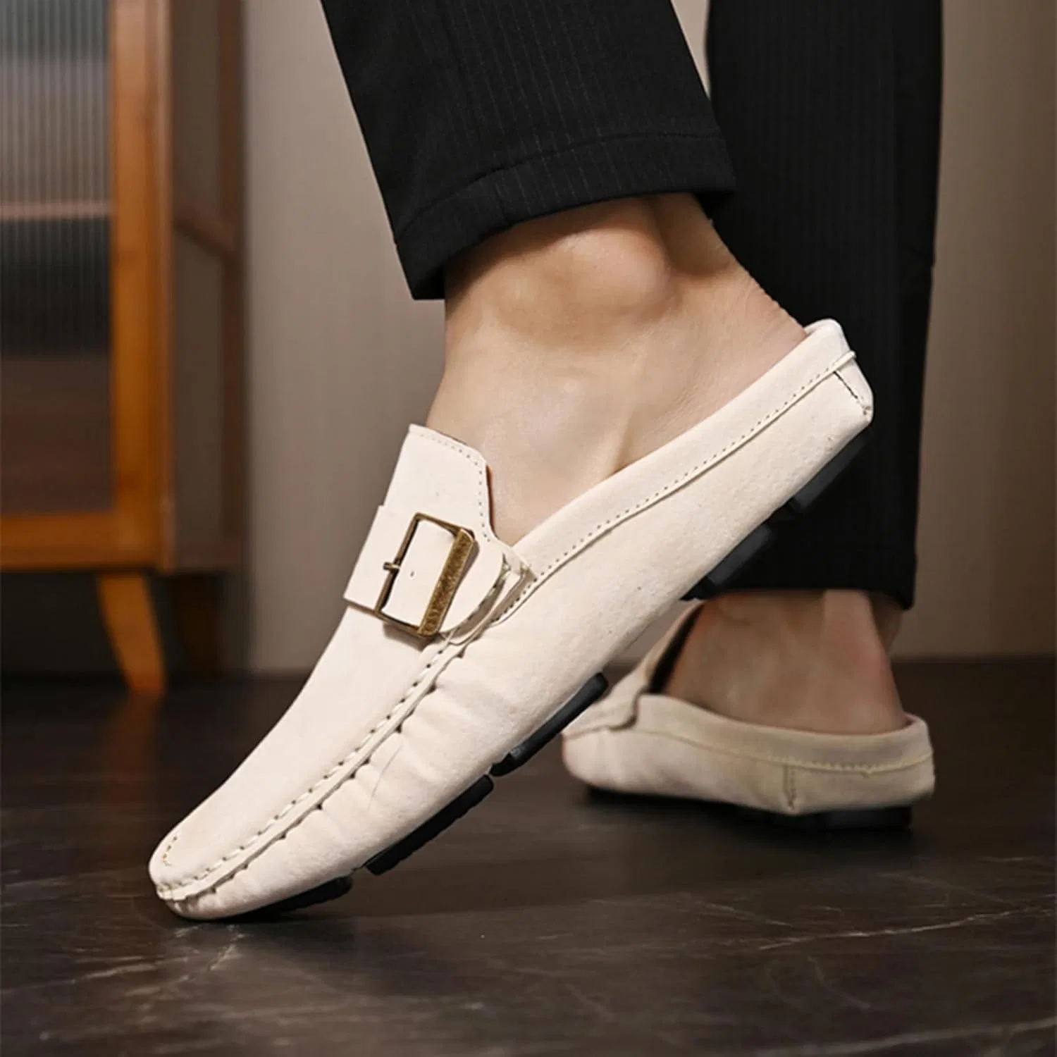 Мужские мюли, Suede Mules, бежево-желтый Aokisx — фото 3