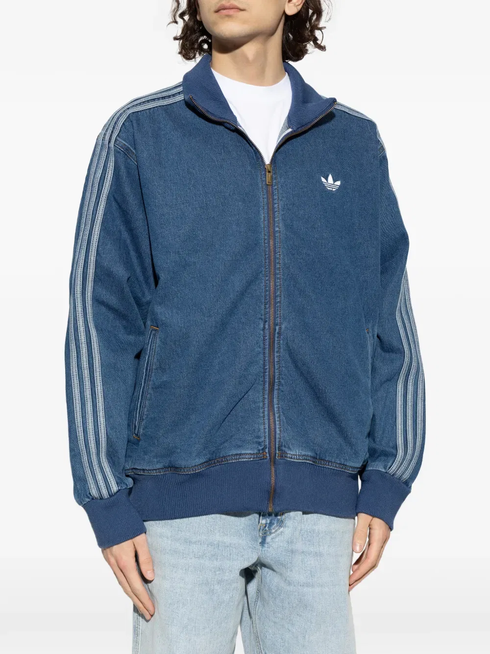 Джинсовая толстовка Adicolor Firebird Adidas, синий — фото 3