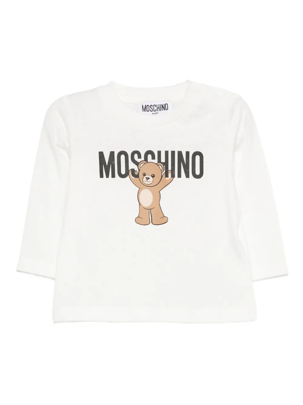 

Топ с длинными рукавами и принтом плюшевого мишки Moschino Kids, белый
